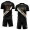 Custom Black Vegas Gold-White Diagonal Stripes Sports Sublimation Soccer Uniform Jersey