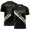 Custom Black Vegas Gold-White Diagonal Stripes Sports Sublimation Soccer Uniform Jersey