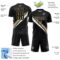 Custom Black Vegas Gold-White Diagonal Stripes Sports Sublimation Soccer Uniform Jersey