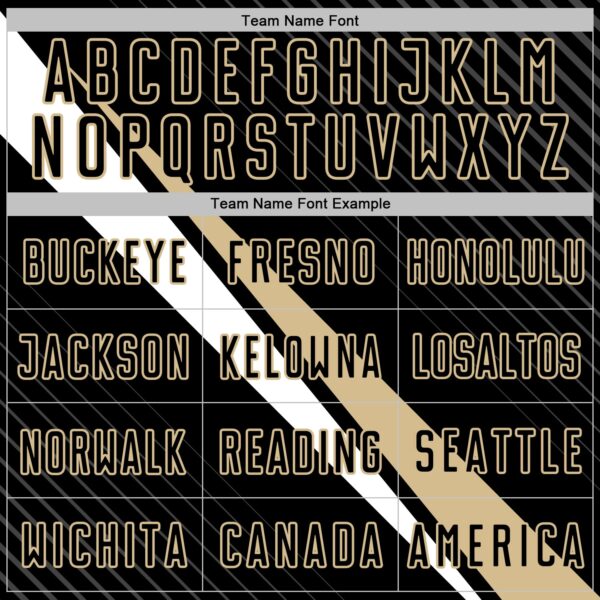 Custom Black Vegas Gold-White Diagonal Stripes Sports Sublimation Soccer Uniform Jersey