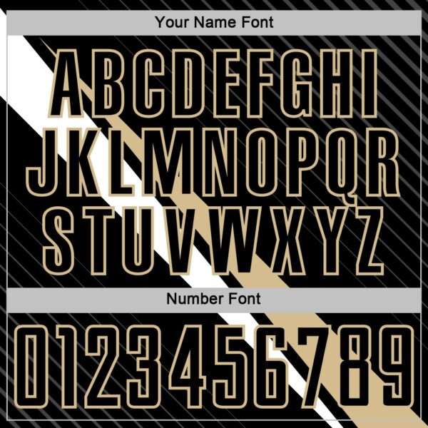 Custom Black Vegas Gold-White Diagonal Stripes Sports Sublimation Soccer Uniform Jersey