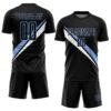 Custom Black Light Blue-White Diagonal Stripes Sports Sublimation Soccer Uniform Jersey