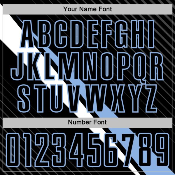 Custom Black Light Blue-White Diagonal Stripes Sports Sublimation Soccer Uniform Jersey