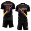 Custom Black Purple-Yellow Diagonal Stripes Sports Sublimation Soccer Uniform Jersey