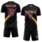 Custom Black Purple-Yellow Diagonal Stripes Sports Sublimation Soccer Uniform Jersey
