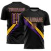 Custom Black Purple-Yellow Diagonal Stripes Sports Sublimation Soccer Uniform Jersey