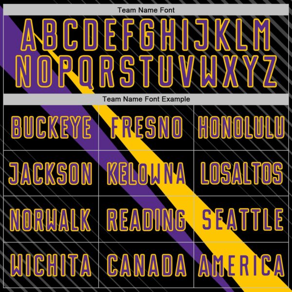 Custom Black Purple-Yellow Diagonal Stripes Sports Sublimation Soccer Uniform Jersey