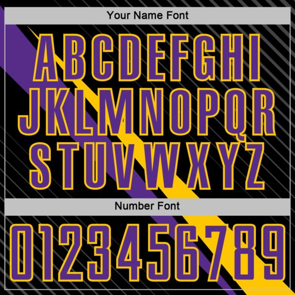 Custom Black Purple-Yellow Diagonal Stripes Sports Sublimation Soccer Uniform Jersey