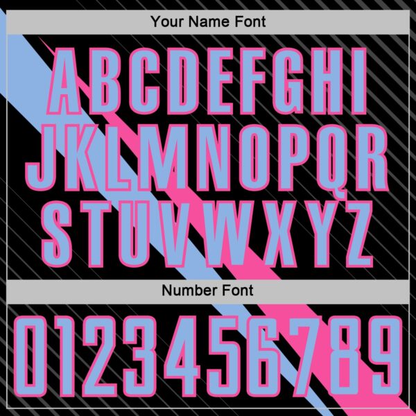 Custom Black Light Blue-Pink Diagonal Stripes Sports Sublimation Soccer Uniform Jersey