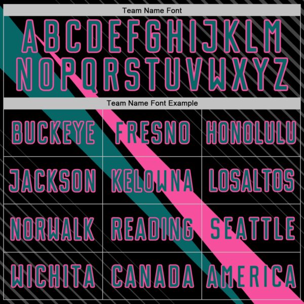 Custom Black Teal-Pink Diagonal Stripes Sports Sublimation Soccer Uniform Jersey