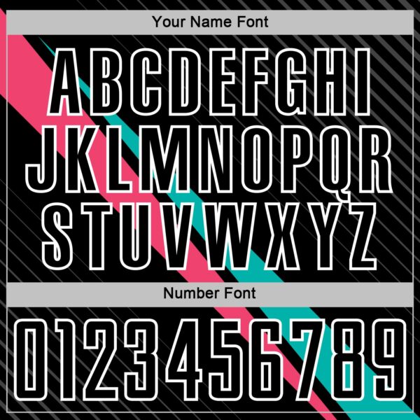 Custom Black White Aqua-Neon Pink Diagonal Stripes Sports Sublimation Soccer Uniform Jersey