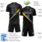 Custom Black White Royal-Yellow Diagonal Stripes Sports Sublimation Soccer Uniform Jersey