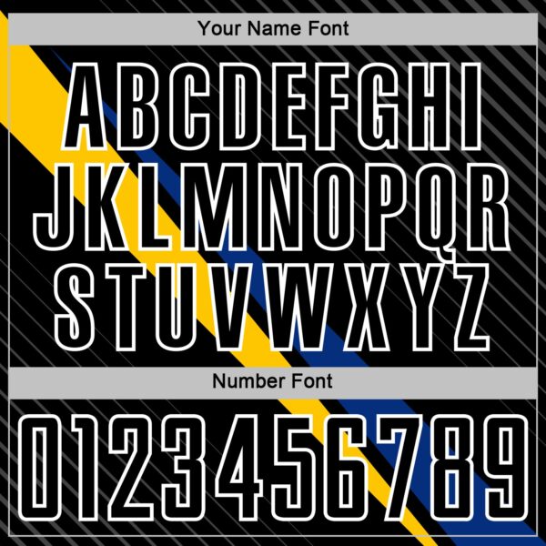 Custom Black White Royal-Yellow Diagonal Stripes Sports Sublimation Soccer Uniform Jersey