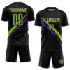 Custom Black Neon Green-Purple Diagonal Stripes Sports Sublimation Soccer Uniform Jersey