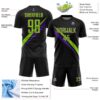 Custom Black Neon Green-Purple Diagonal Stripes Sports Sublimation Soccer Uniform Jersey