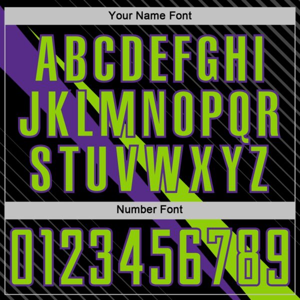 Custom Black Neon Green-Purple Diagonal Stripes Sports Sublimation Soccer Uniform Jersey