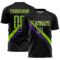 Custom Black Neon Green-Purple Diagonal Stripes Sports Sublimation Soccer Uniform Jersey