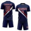 Custom Navy Crimson-White Diagonal Stripes Sports Sublimation Soccer Uniform Jersey