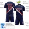 Custom Navy Crimson-White Diagonal Stripes Sports Sublimation Soccer Uniform Jersey