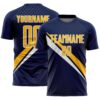 Custom Navy Gold-White Diagonal Stripes Sports Sublimation Soccer Uniform Jersey