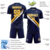 Custom Navy Gold-White Diagonal Stripes Sports Sublimation Soccer Uniform Jersey