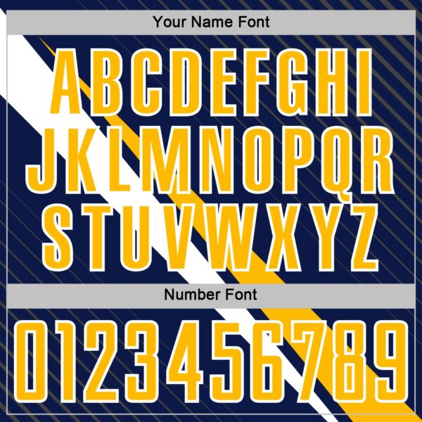 Custom Navy Gold-White Diagonal Stripes Sports Sublimation Soccer Uniform Jersey