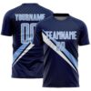 Custom Navy Light Blue-White Diagonal Stripes Sports Sublimation Soccer Uniform Jersey