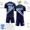Custom Navy Light Blue-White Diagonal Stripes Sports Sublimation Soccer Uniform Jersey