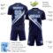 Custom Navy Light Blue-White Diagonal Stripes Sports Sublimation Soccer Uniform Jersey