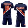 Custom Navy Orange-White Diagonal Stripes Sports Sublimation Soccer Uniform Jersey