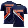 Custom Navy Orange-White Diagonal Stripes Sports Sublimation Soccer Uniform Jersey