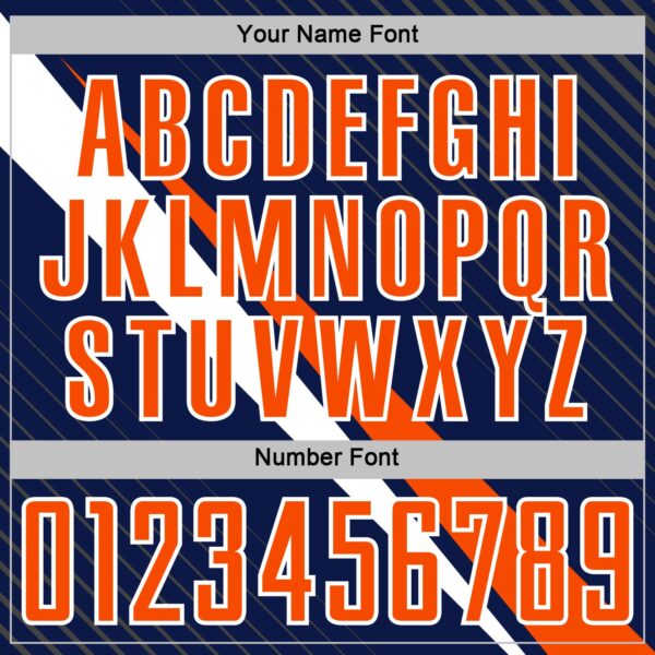 Custom Navy Orange-White Diagonal Stripes Sports Sublimation Soccer Uniform Jersey