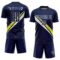 Custom Navy White-Neon Yellow Diagonal Stripes Sports Sublimation Soccer Uniform Jersey