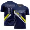 Custom Navy White-Neon Yellow Diagonal Stripes Sports Sublimation Soccer Uniform Jersey