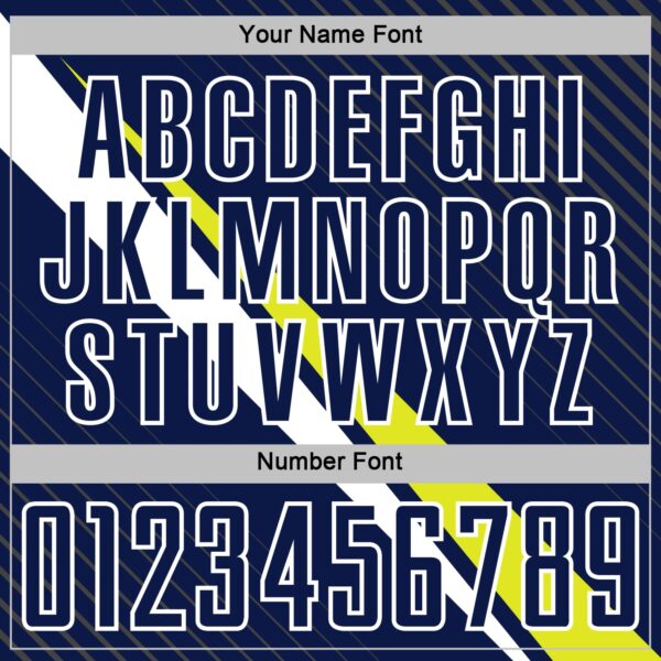 Custom Navy White-Neon Yellow Diagonal Stripes Sports Sublimation Soccer Uniform Jersey