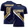 Custom Navy Old Gold-White Diagonal Stripes Sports Sublimation Soccer Uniform Jersey
