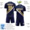Custom Navy Old Gold-White Diagonal Stripes Sports Sublimation Soccer Uniform Jersey