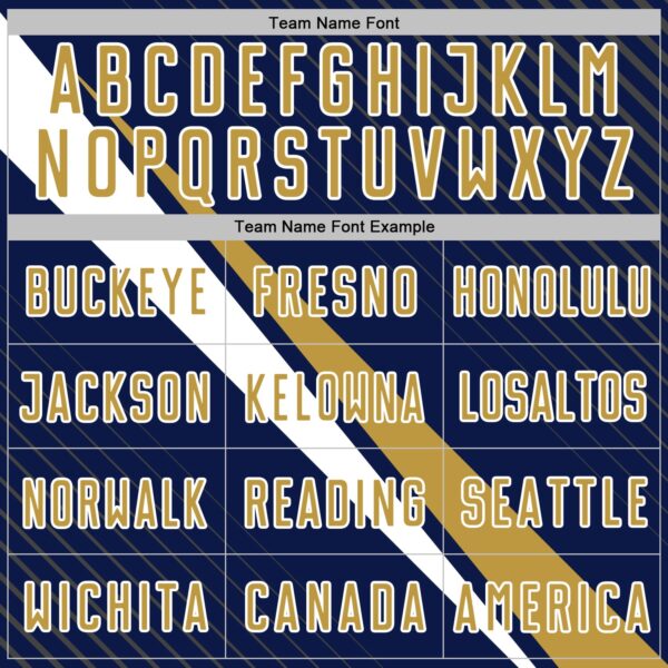 Custom Navy Old Gold-White Diagonal Stripes Sports Sublimation Soccer Uniform Jersey