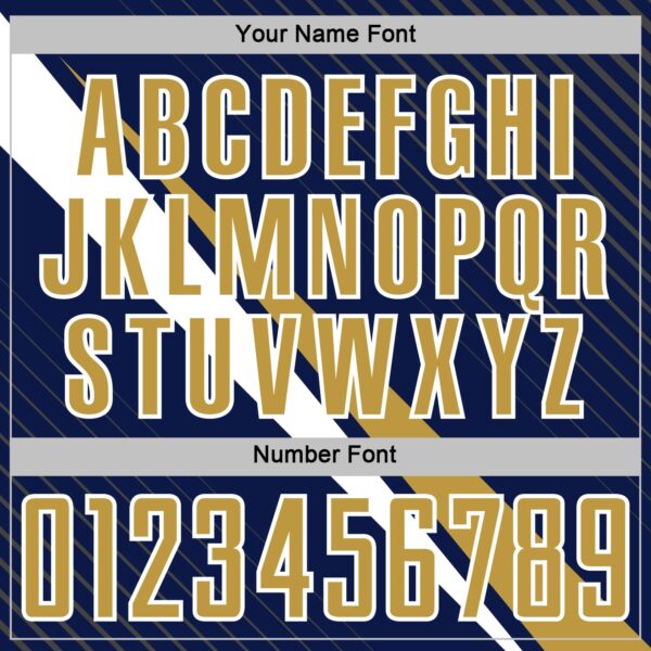Custom Navy Old Gold-White Diagonal Stripes Sports Sublimation Soccer Uniform Jersey