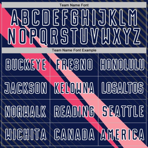 Custom Navy White-Pink Diagonal Stripes Sports Sublimation Soccer Uniform Jersey