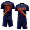 Custom Navy Red-Old Gold Diagonal Stripes Sports Sublimation Soccer Uniform Jersey