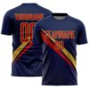 Custom Navy Red-Old Gold Diagonal Stripes Sports Sublimation Soccer Uniform Jersey