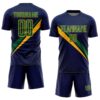 Custom Navy Kelly Green-Gold Diagonal Stripes Sports Sublimation Soccer Uniform Jersey