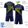 Custom Navy Kelly Green-Gold Diagonal Stripes Sports Sublimation Soccer Uniform Jersey