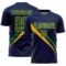 Custom Navy Kelly Green-Gold Diagonal Stripes Sports Sublimation Soccer Uniform Jersey
