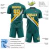 Custom Teal Gold-White Diagonal Stripes Sports Sublimation Soccer Uniform Jersey