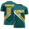 Custom Teal Gold-White Diagonal Stripes Sports Sublimation Soccer Uniform Jersey