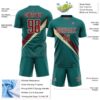 Custom Teal Crimson-Cream Diagonal Stripes Sports Sublimation Soccer Uniform Jersey