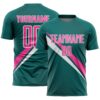 Custom Teal Pink-White Diagonal Stripes Sports Sublimation Soccer Uniform Jersey