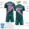 Custom Teal Pink-White Diagonal Stripes Sports Sublimation Soccer Uniform Jersey